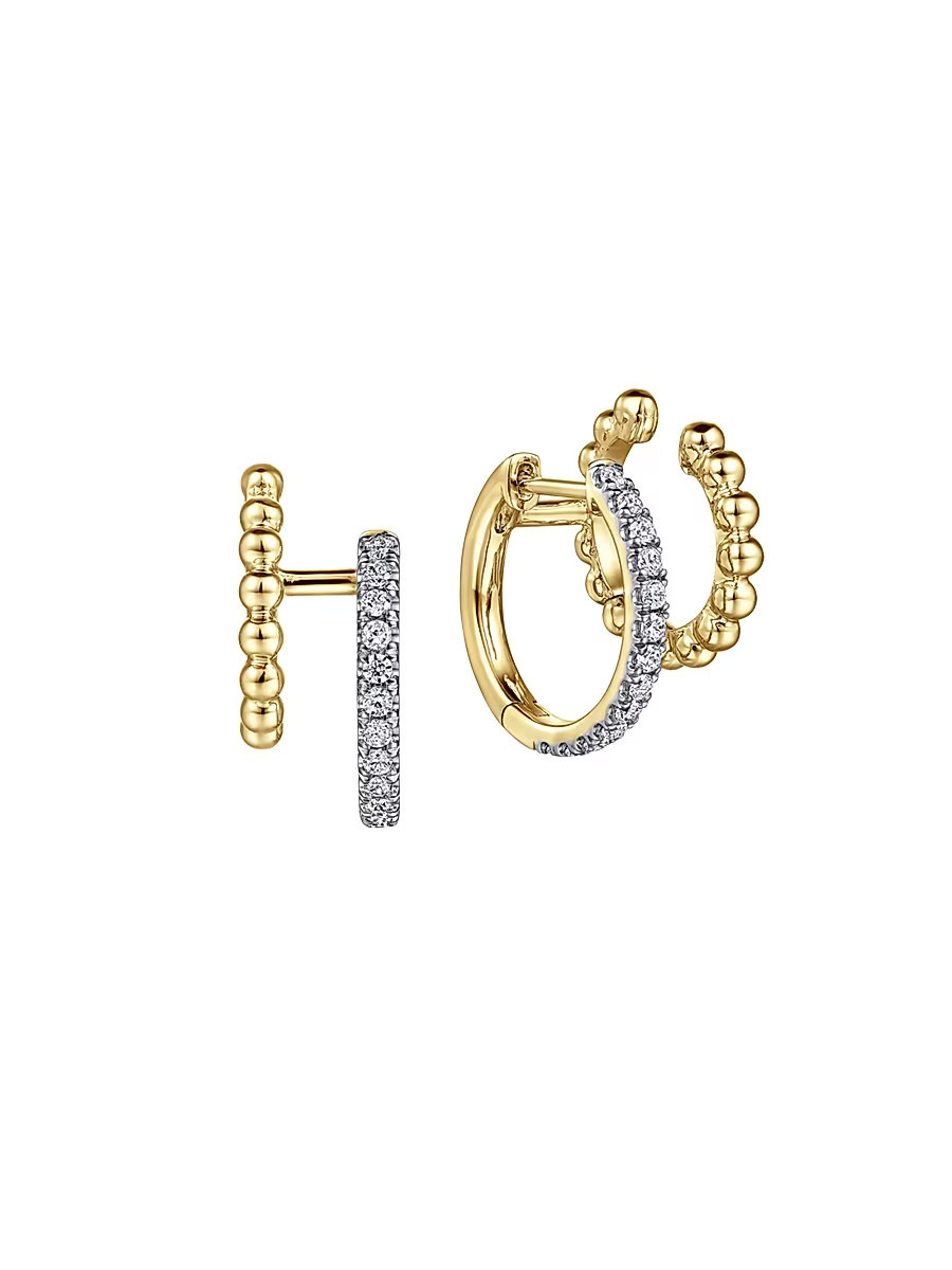 Women's Bujukan 14K Yellow Gold & 0.35 TCW Diamond Huggie Earrings - Yellow Gold | Saks Fifth Avenue