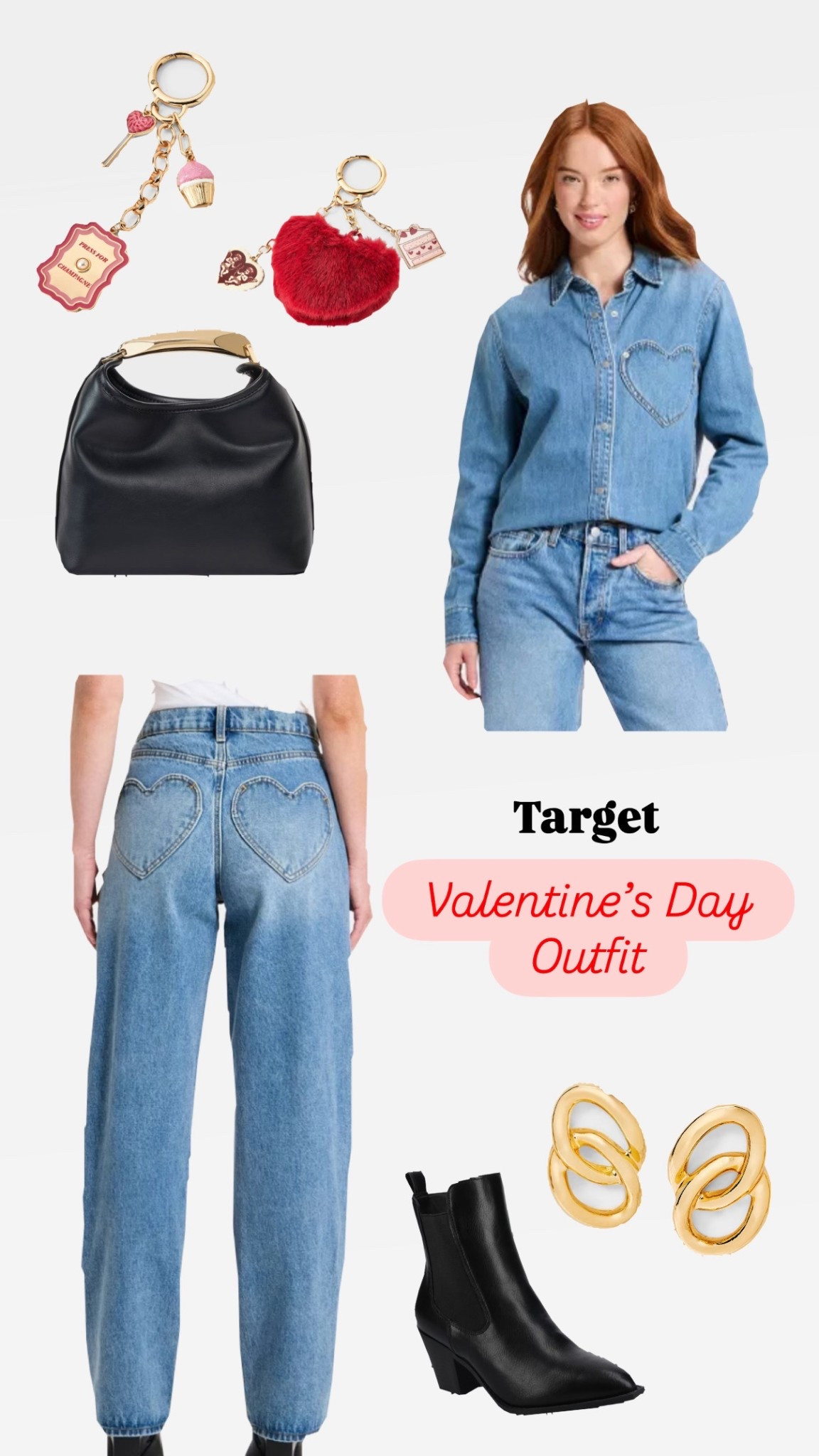 One stop Valentine’s Day outfit shopping at Target 💌 

#LTKWomens #CanadianTuxedo #BlackAndGold #BlackBooties #WomensValentinesDayOutfit #WomensDenim #TargetFinds #ForHer

#LTKootd #LTKValentine #LTKSeasonal