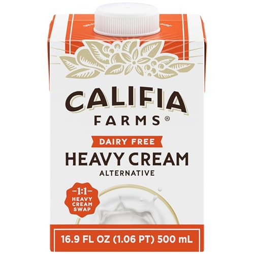 Califia Farms - Heavy Whip Cream Dairy Free Substitute 16.9 Oz, Soy Free, Plant Based, Vegan, Non GMO, Sugar Free, Heavy Whipping Cream | Amazon (US)