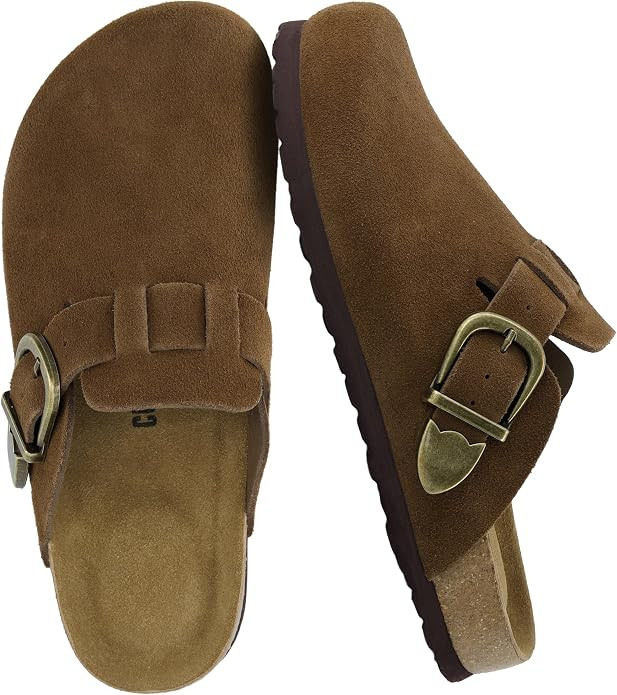 CUSHIONAIRE Hamlet Genuine Leather Suede Clogs for Women, Slip On Shoes with Detailed Metal Buckl... | Amazon (US)