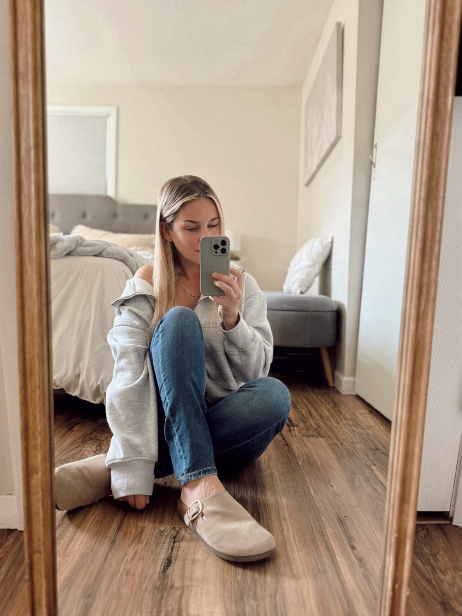 Casual and comfy fall day outfit! These buckle clog slides come in other colors and are under $20!  Fall must have!

#clogs #fallstyle 

#LTKFindsUnder50 #LTKShoeCrush #LTKSeasonal