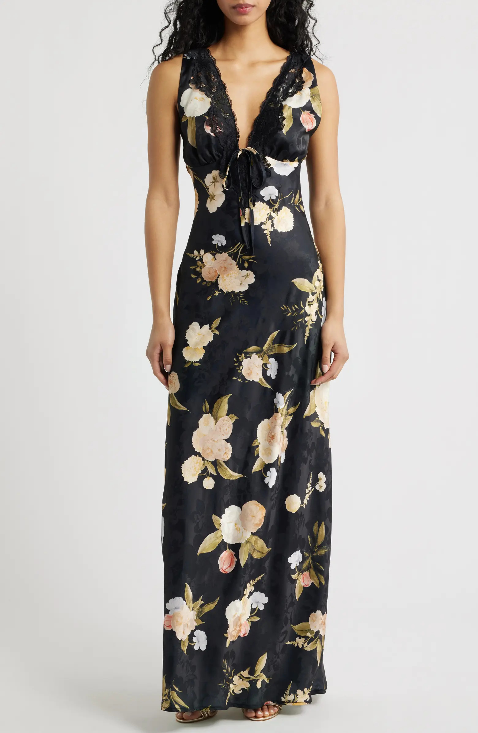 Judith Floral Jacquard Satin Slipdress | Nordstrom