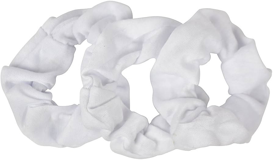 Small Scrunchies Cotton Hair Bobble - Set of 3 - White | Amazon (US)