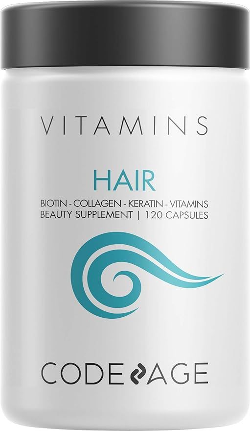 Codeage Hair Vitamins 10000 mcg Biotin, Keratin, Collagen, Vitamin A, B12, C, D3, E, Zinc, Inosit... | Amazon (US)