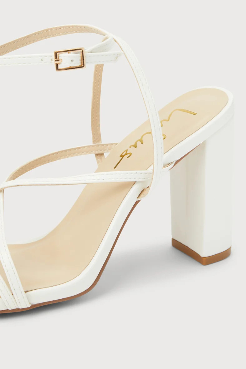 Makennaa White Strappy High Heel Ankle Strap Sandals | Lulus