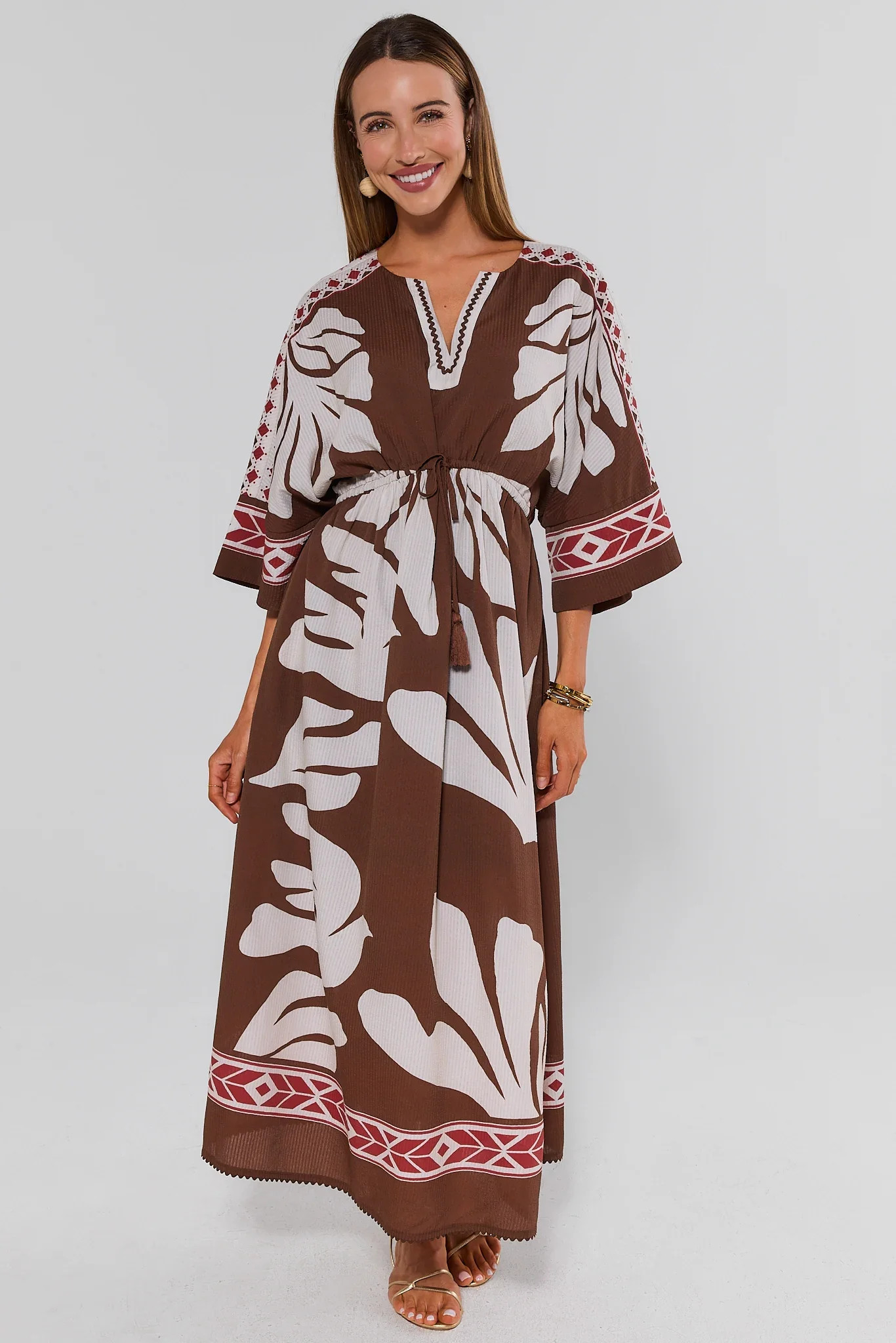 Brown Palm Print Maxi Dress | Avara