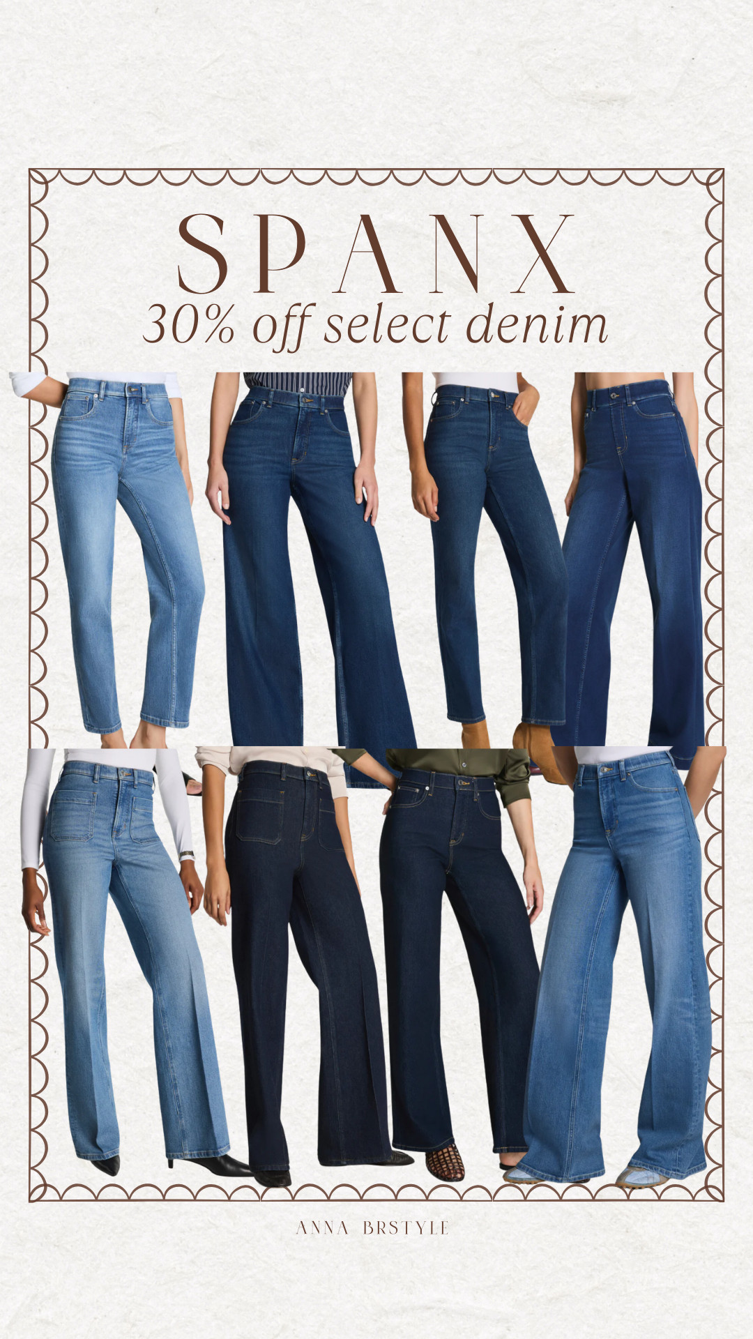 Spanx 30% off select denim + use code ANNAMXSPANX for an extra discount. 

 #LTKSaleAlert