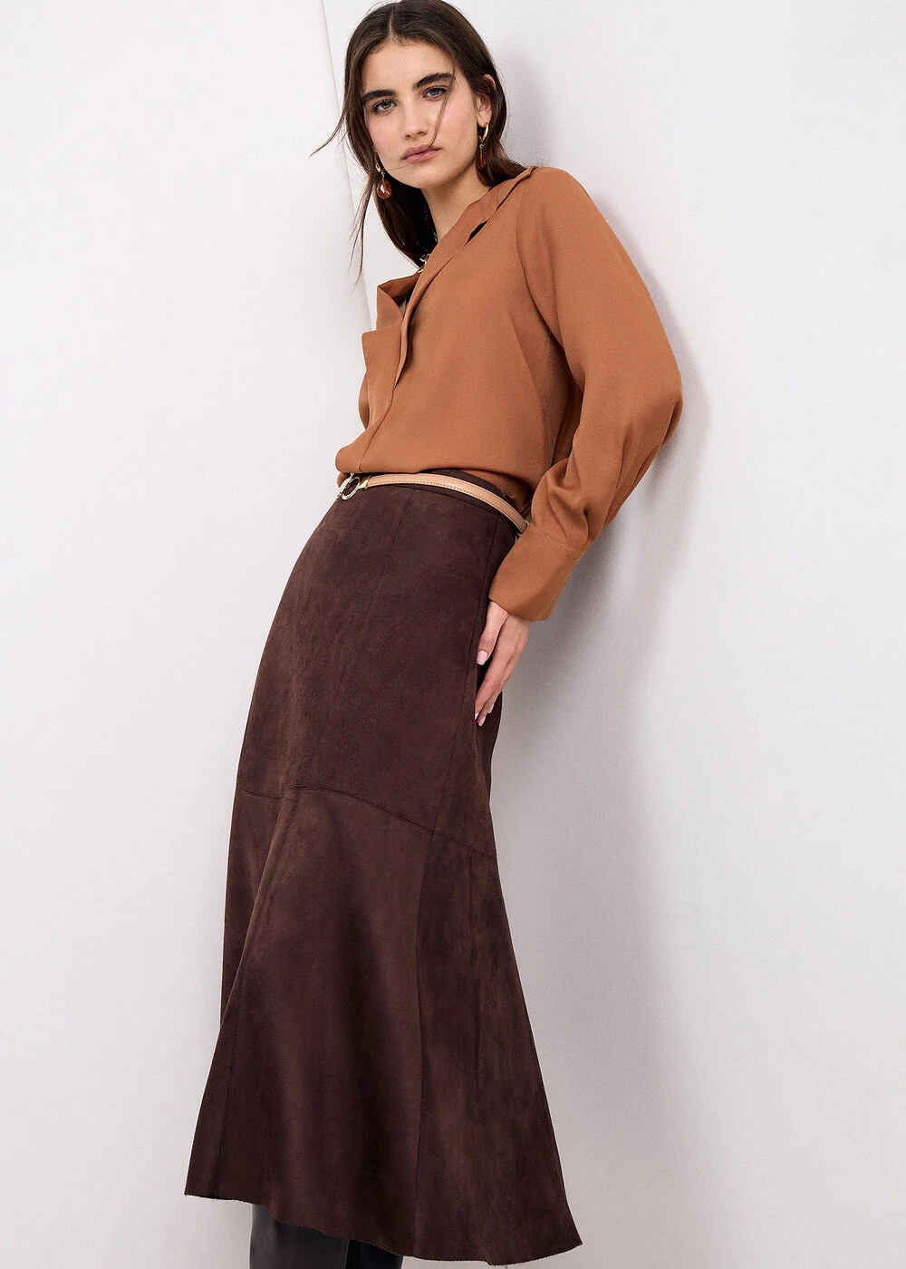 Jessie Faux Suede A-Line Skirt | Phase Eight