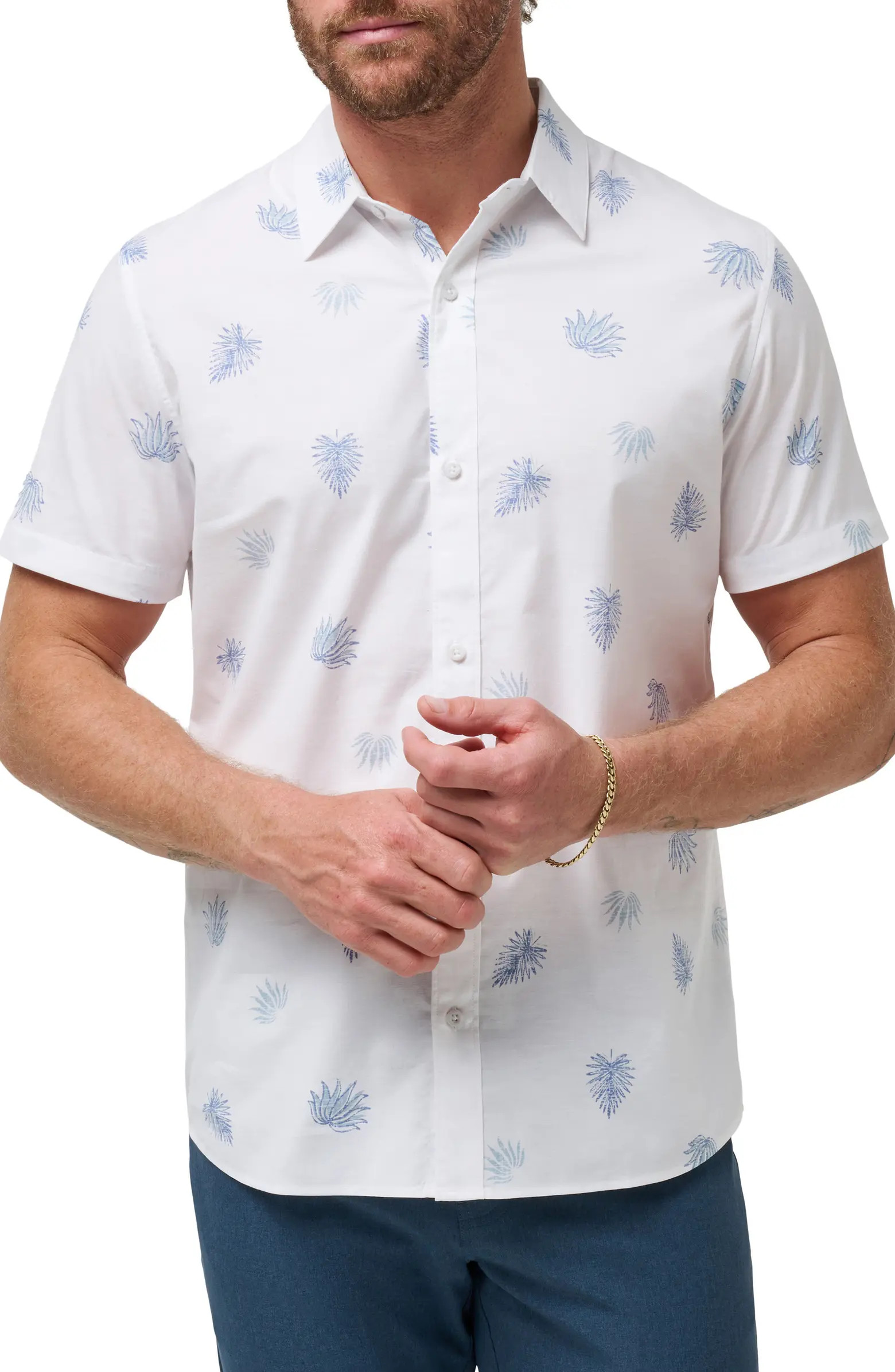 TravisMathew Lukas Stretch Short Sleeve Button-Up Shirt | Nordstrom | Nordstrom