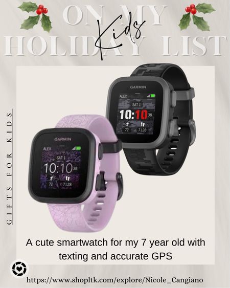 I have been looking for a smartwatch for my 7 year old without all the bells and whistles but still good quality. I didn’t want to get her an Apple Watch yet so I have been doing research and decided on this. The gps is super accurate and it has some texting and voice message options. Perfect for any kiddo!!  

#kids #smartwatch #giftforkids 

#LTKGiftGuide #LTKkids #LTKHoliday