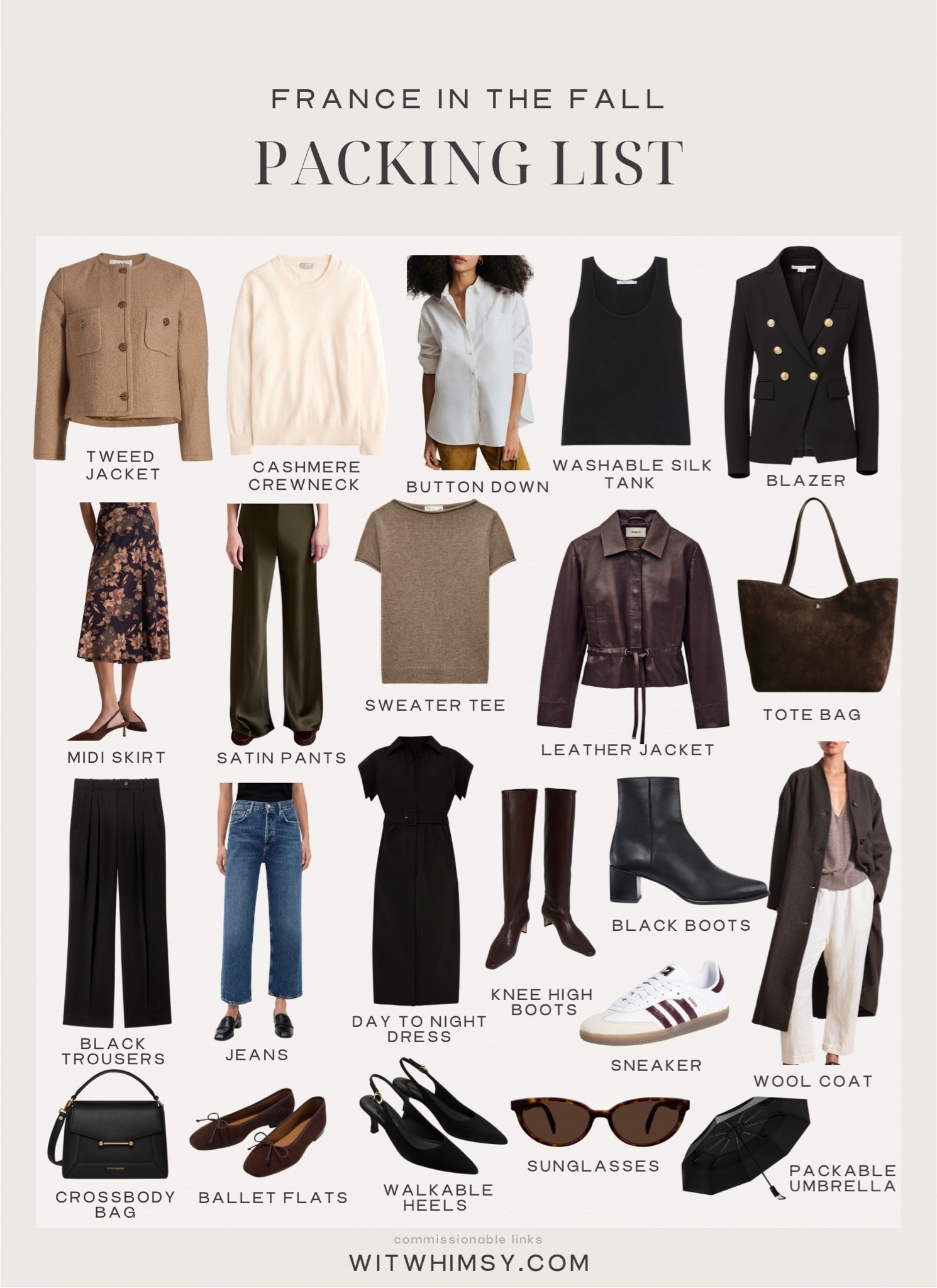 France in the Fall Packing List

Leather jacket 
Cashmere sweater
Blazer 
Day to night dress
Printed skirt

#LTKSeasonal #LTKTravel