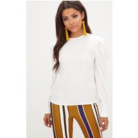 White Open Bow Back Puff Shoulder Top | PrettyLittleThing UK