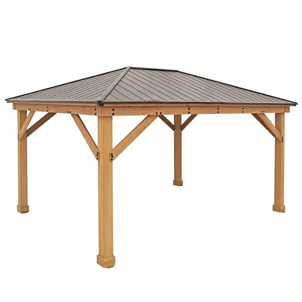 Meridian 16 Ft. W x 12 FT. D Solid and Manufactured Wood Patio Gazebo | Wayfair Professional