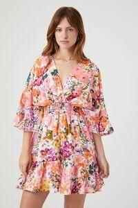 Floral Print Butterfly-Sleeve Mini Dress | Forever 21 (US)