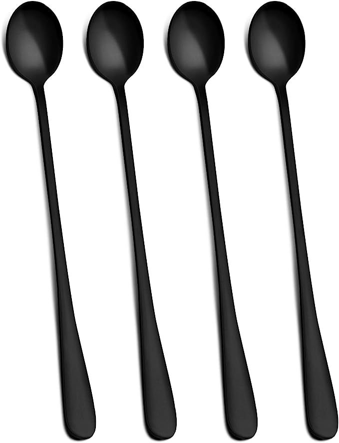 Hiware Matte Black 9-Inch Long Handle Iced Tea Spoon, Coffee Spoon, Ice Cream Spoon, Stainless St... | Amazon (US)