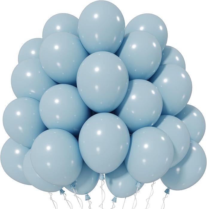 Jobkoo Dusty Blue Balloons 12 Inch, 50 Pcs Pale Aqua Muted Latex Balloon | Amazon (US)