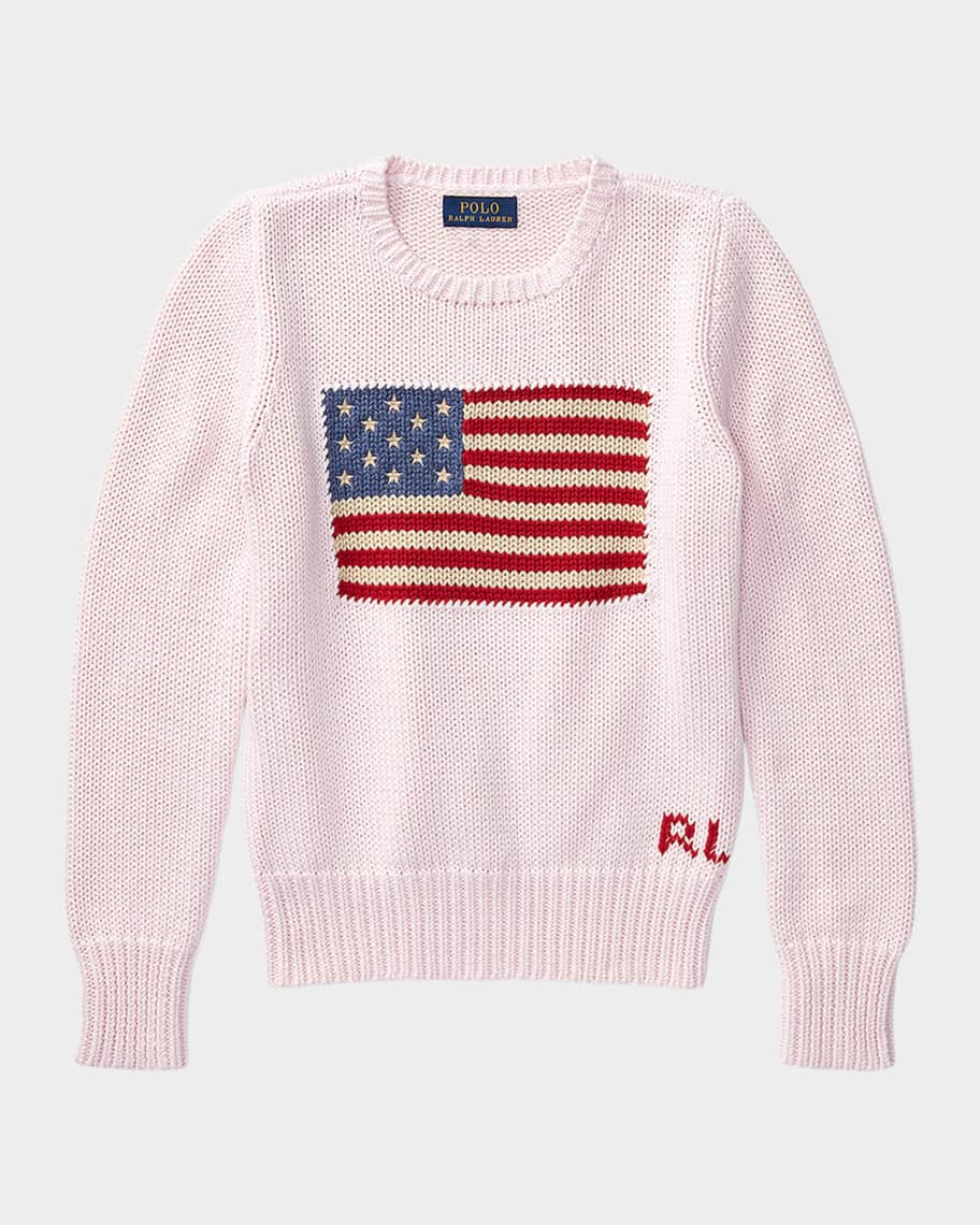 Ralph Lauren Childrenswear Girl's Flag Intarsia Knit Sweater, Size S-L | Neiman Marcus