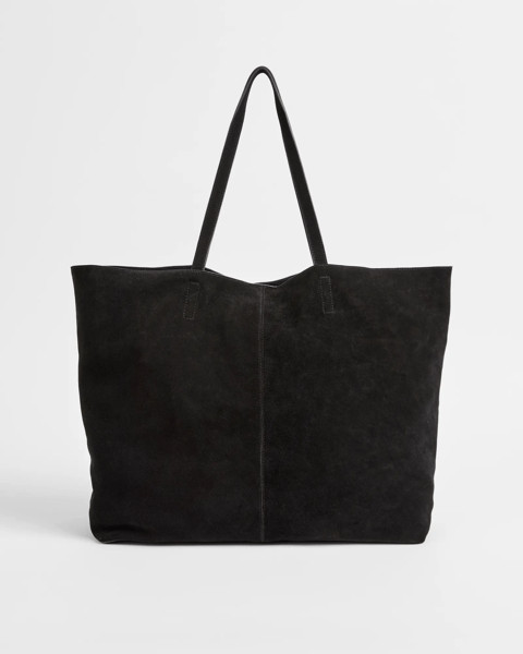 Premium Suede Leather Essential Tote Bag - Black | Target AU