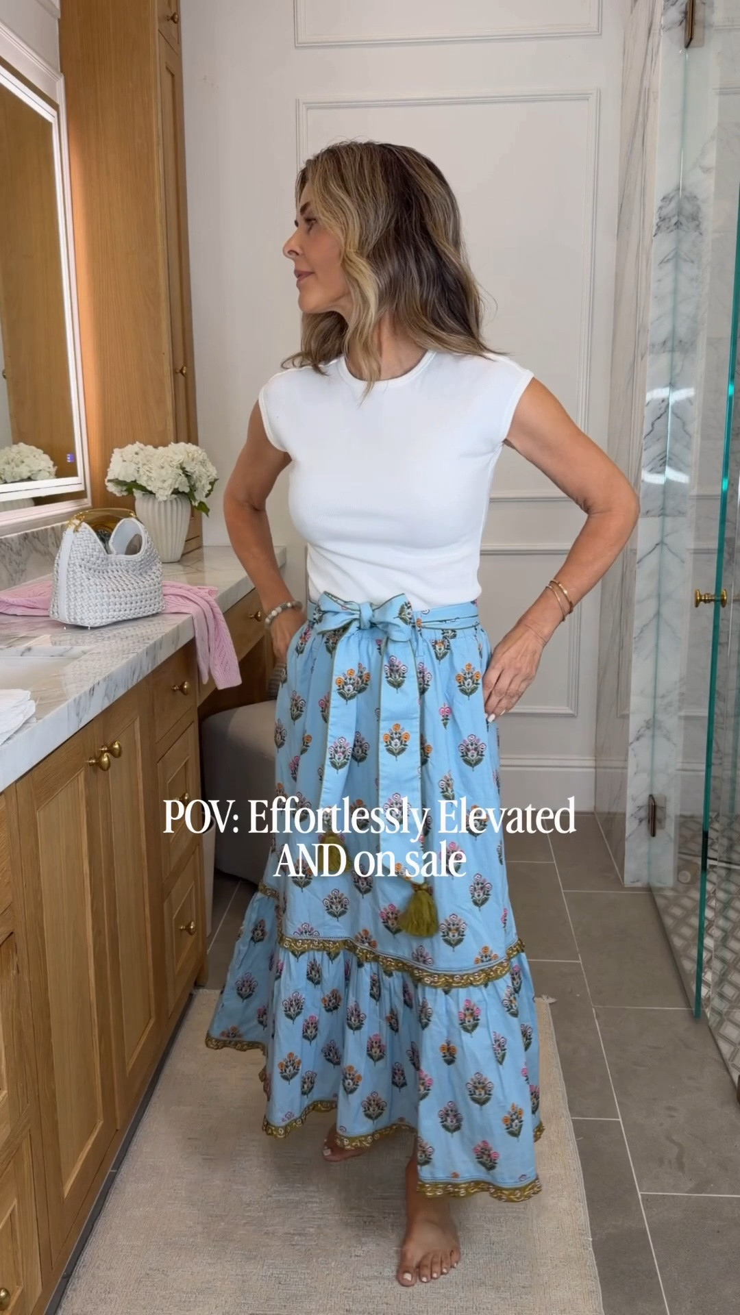 I’m 5’6’’
-for the tee @Anthropologie make sure to use code HFL20 for orders $100+
-skirt TTS @Printfresh 
-pink cardi XS @Target

#LTKootd #LTKOver40 #LTKSaleAlert