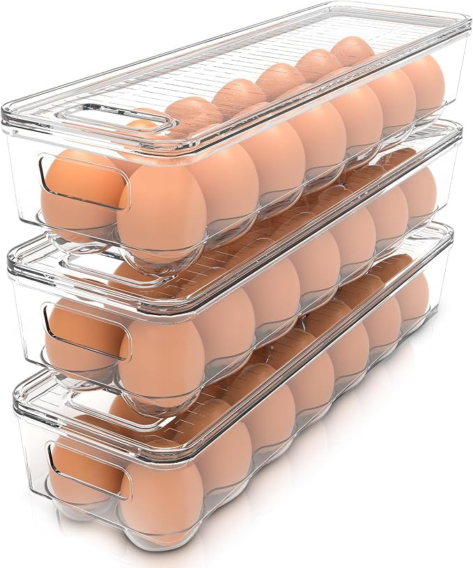 Utopia Home Egg Holder for Fridge, Stackable Egg Container, 3 Pack, Clear | Amazon (US)