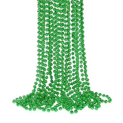 YAXINRUI 15 PCS St. Patricks Day Necklaces, Green Mardi Gras Christmas Bead Necklaces, 33" 7 mm St. Patricks Day Green Beads St. Patricks Day Accessories for Mardi Gras, St. Patricks Day Party Favors | Amazon (US)