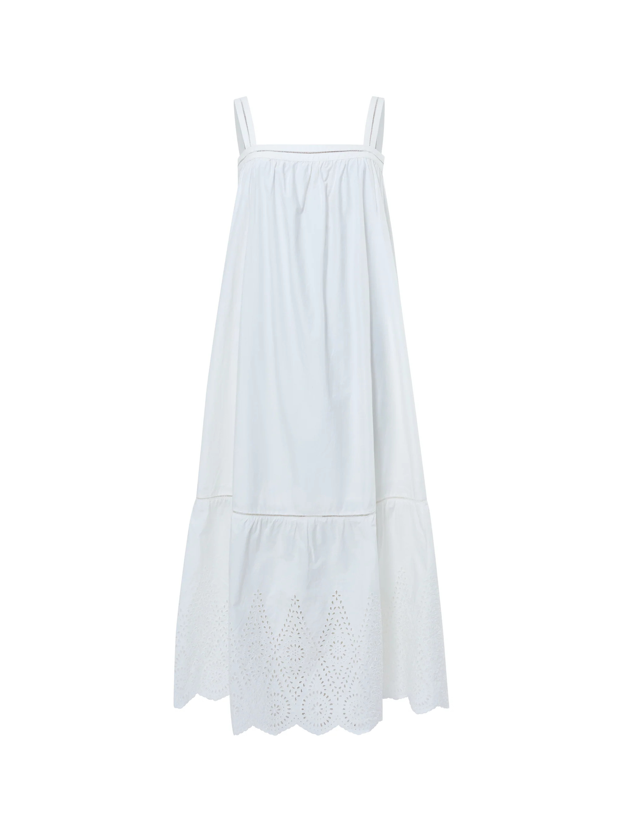 Cotton Square Neck Broderie Anglaise Midi Dress | French Connection (UK)