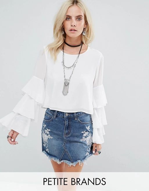 Glamorous Petite Top With Ruffle Layer Sleeves | ASOS US