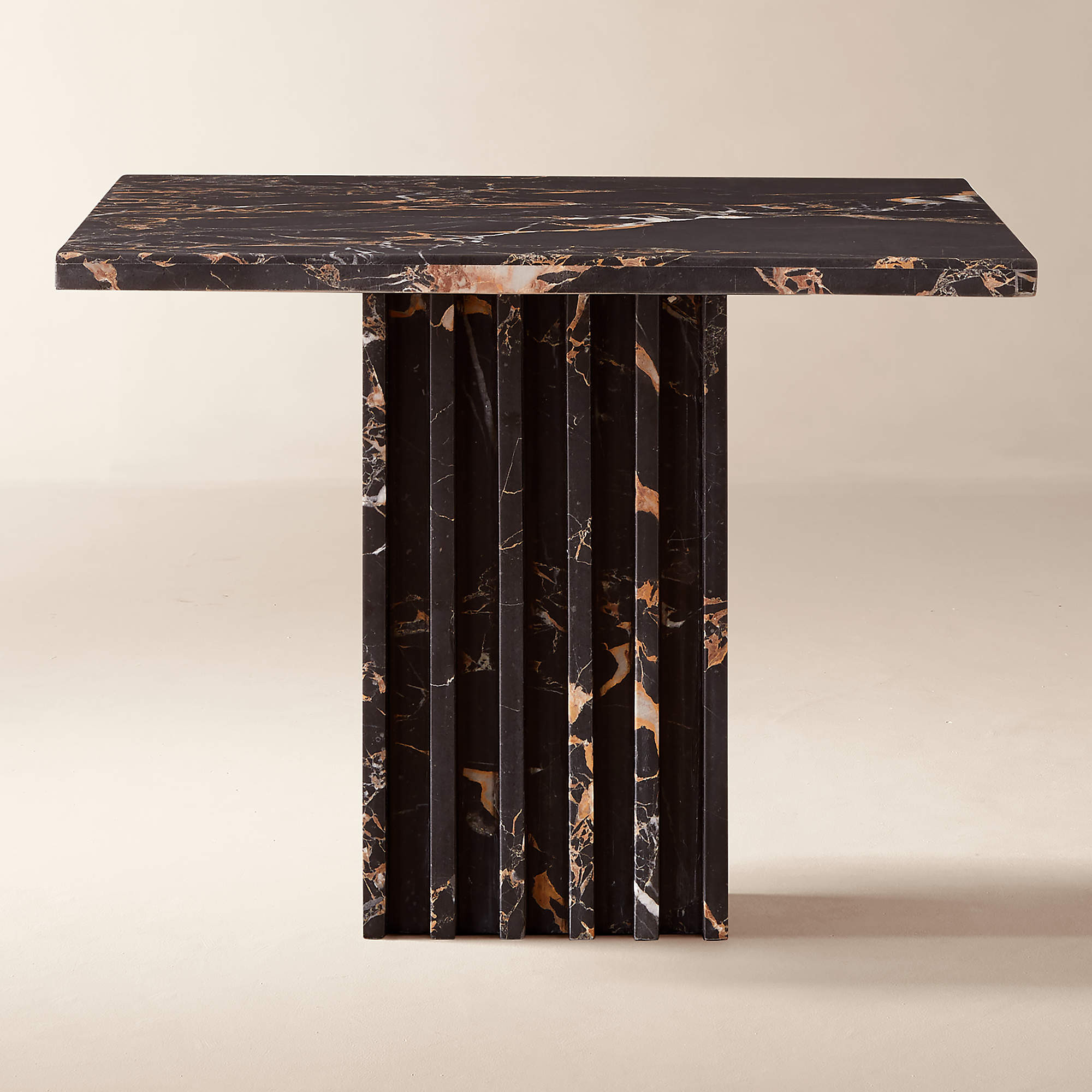 Carve Square Black Marble Side Table Large + Reviews | CB2 | CB2