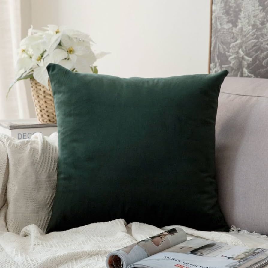 MIULEE Christmas Velvet Soft Soild Decorative Square Throw Pillow Cover Cushion Case for Sofa Bed... | Amazon (US)