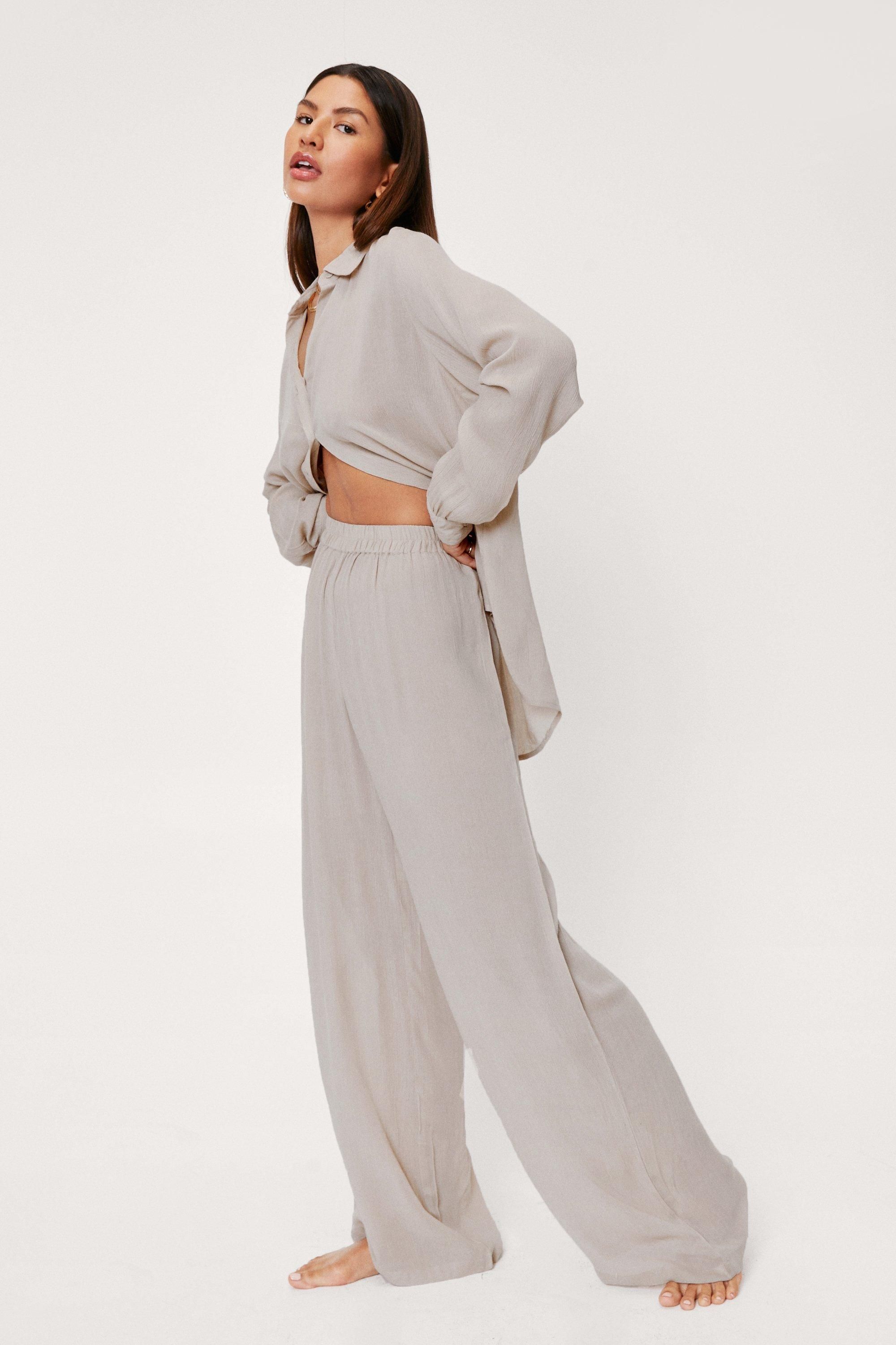 Shirt and Wide Leg Pants Beach Cover Up Set | Nasty Gal (US)