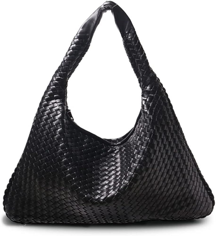 LMKIDS Women's Leather Woven Tote Handbag,Handmade Large Capacity Shoulder Bags Travel Bag Shoppe... | Amazon (US)