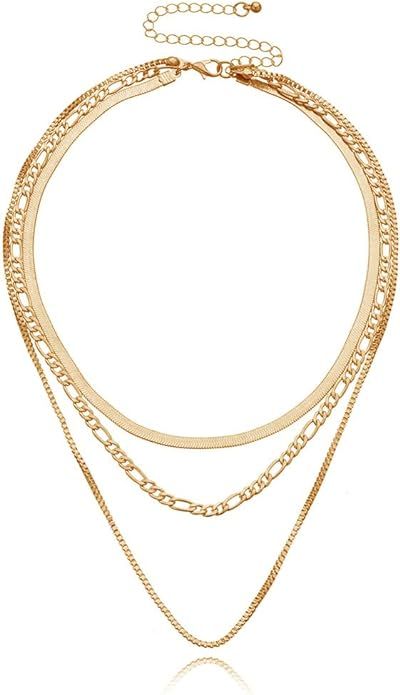 JEAIRTS Punk Layered Necklace Snake Bone Choker Necklaces Minimalist Necklace Chain Jewelry for W... | Amazon (US)