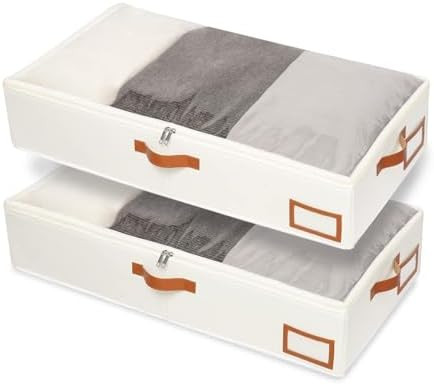Yawinhe Under Bed Storage, 2 Pack Closet Organizers, Collapsible Container Bags, with Sorting Car... | Amazon (US)