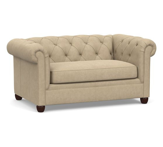 Chesterfield Roll Arm Leather Sofa (65"–96") | Pottery Barn (US)