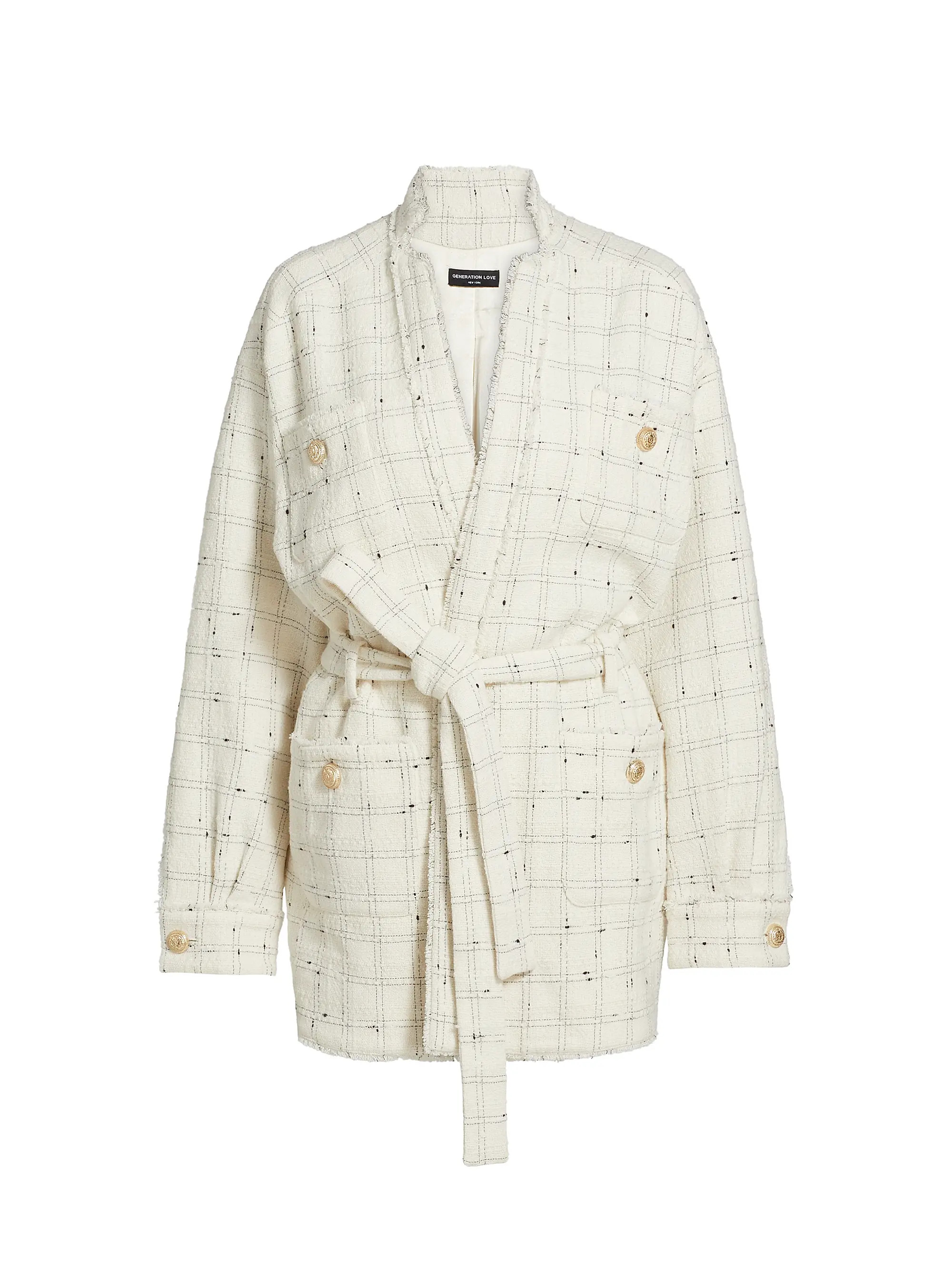 Generation Love Lainey Windowpane Tweed Wrap Jacket | Saks Fifth Avenue | Saks Fifth Avenue