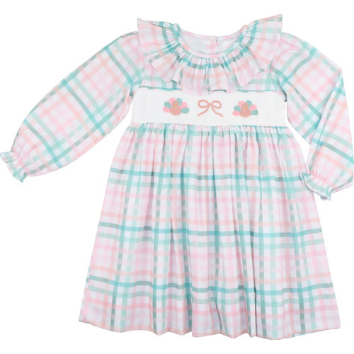 Pink And Green Plaid Smocked Turkey Dress | Cecil and Lou