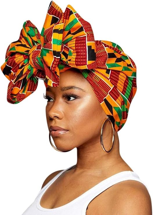 Ankara African Print Soft Headwraps Headband Long Hair Head Wrap Scarf Turban Tie Jersey Knit Afr... | Amazon (US)