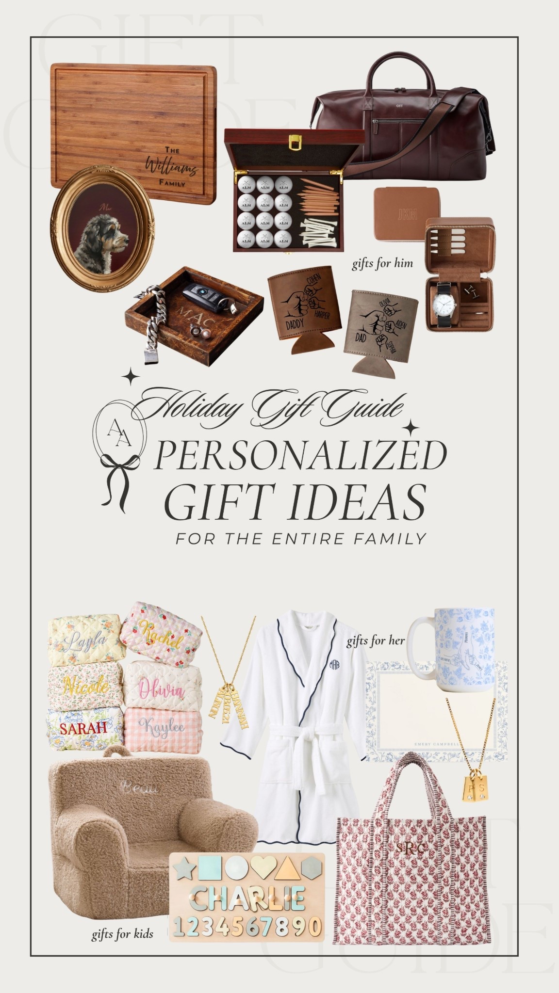 Personalized gifts for the entire family- for him, for her, for kids, & furry friends ;) linking even more ideas here! always a good idea to get ahead and order now for personalized gifts since some take longer to ship! 

#LTKHoliday #LTKFindsUnder100 #LTKGiftGuide