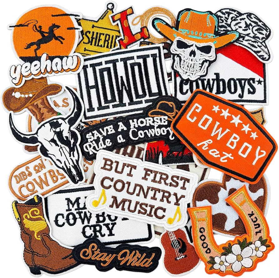 23PCS Western Iron On Patches Cowboy Embroidered Patches for Hats Jackets Backpacks Clothing | Amazon (US)