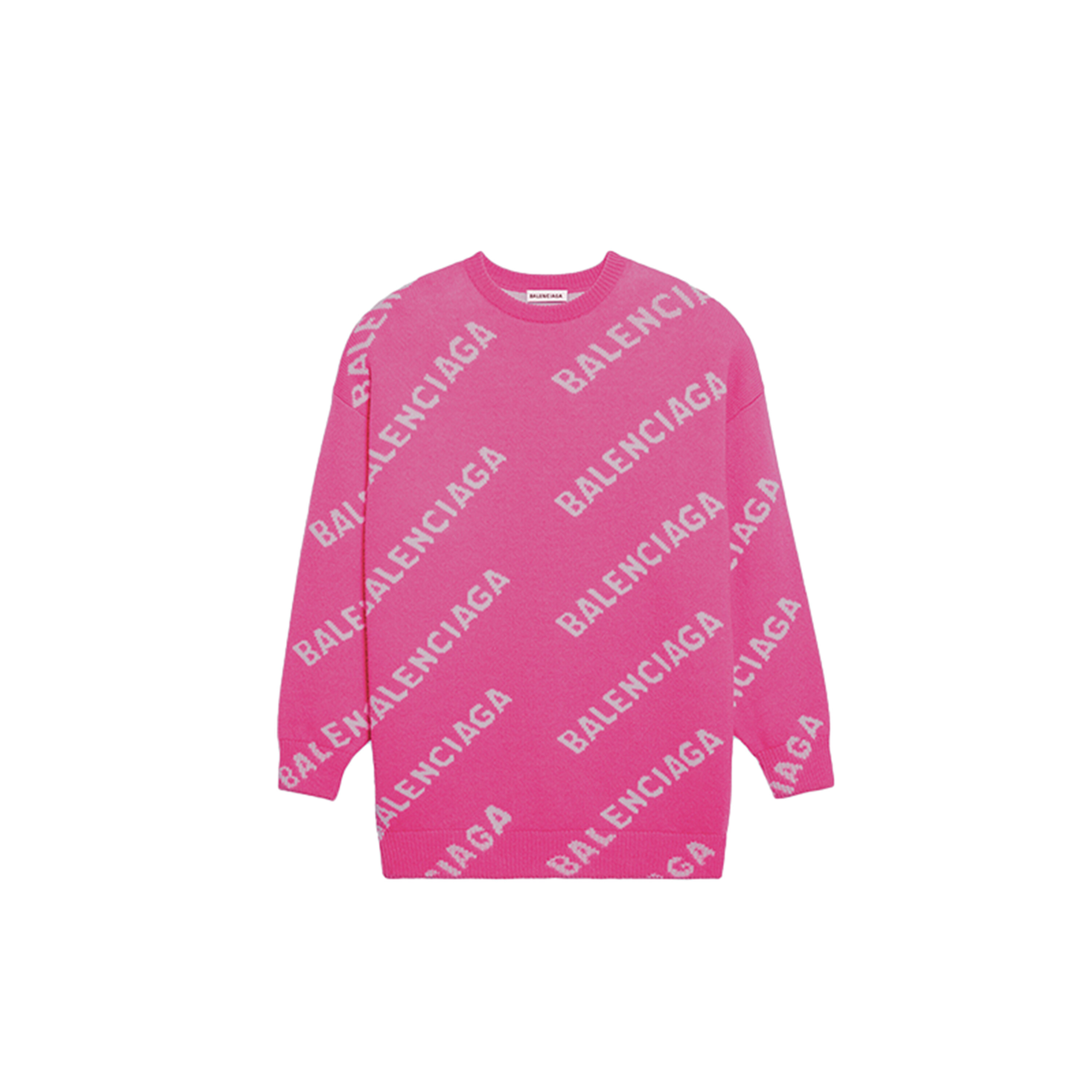 Balenciaga Allover Logo Sweater Pink - Woman - M - Virgin Wool | Balenciaga