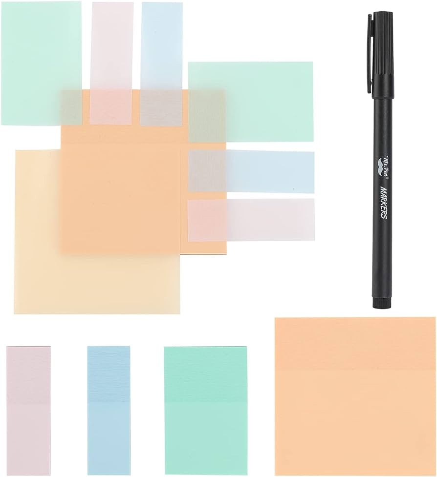 Mr. Pen- Transparent Sticky Notes, 200 pcs, Pastel Colors, See Through Sticky Notes, Sticky Notes... | Amazon (US)