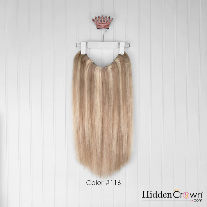 Halo® Extension | Cool Ashy Blonde with Highlights | #116 - Hidden Crown Hair Extensions | Hidden Crown Hair