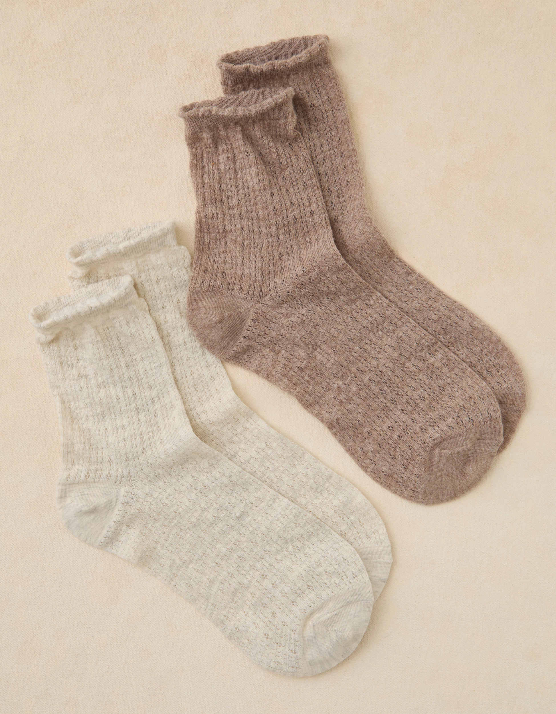 AE Pointelle Cropped Crew Socks 2-Pack | American Eagle Outfitters (US & CA)