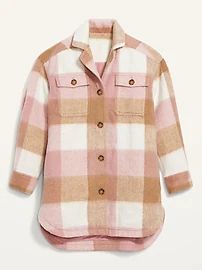 Printed Flannel Long Utility Shacket for Women | Old Navy (US)