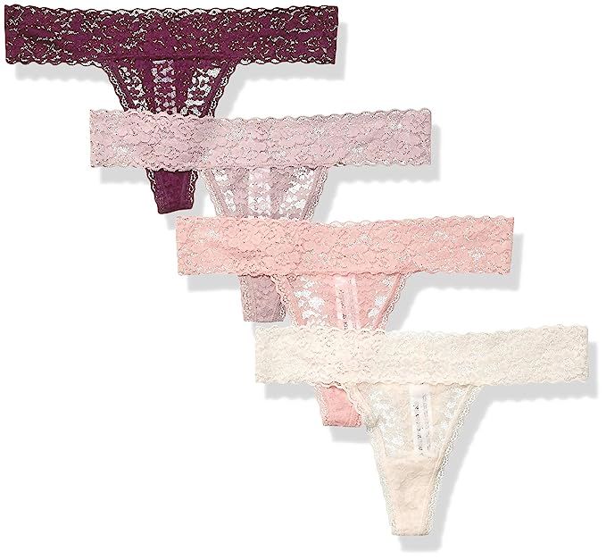 Amazon Essentials Women's 4-Pack Lace Stretch Thong Panty | Amazon (US)