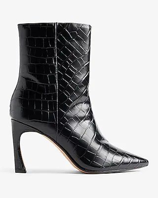 Croc-Embossed Pointed Toe Boot | Express