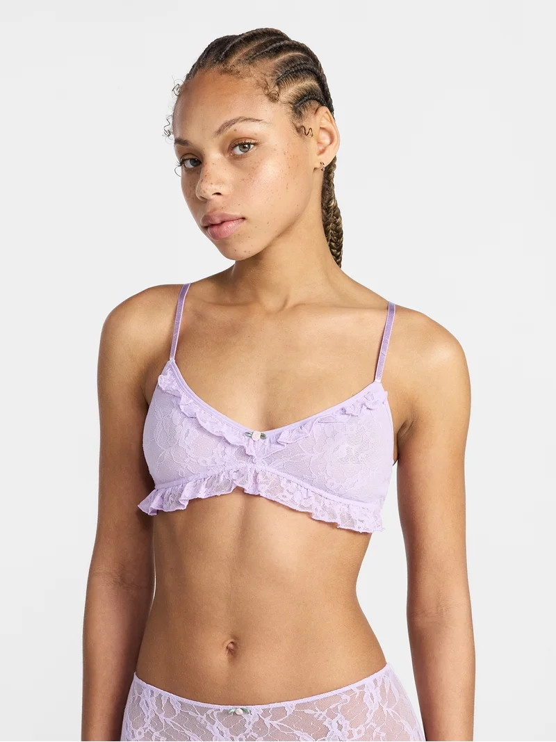 No Boundaries Lace Triangle Bralette, Women's XS-XXXL | Walmart (US)