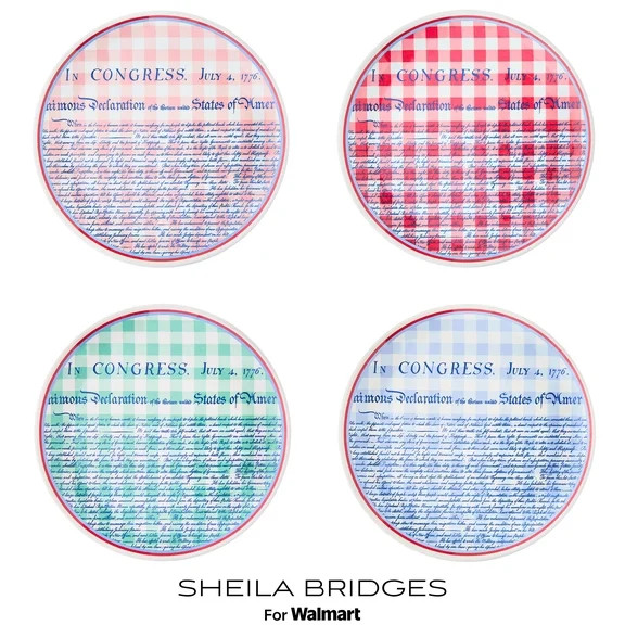Sheila Bridges Philadelphia Collection Multicolor Gingham Declaration of Independence 9" Melamine... | Walmart (US)