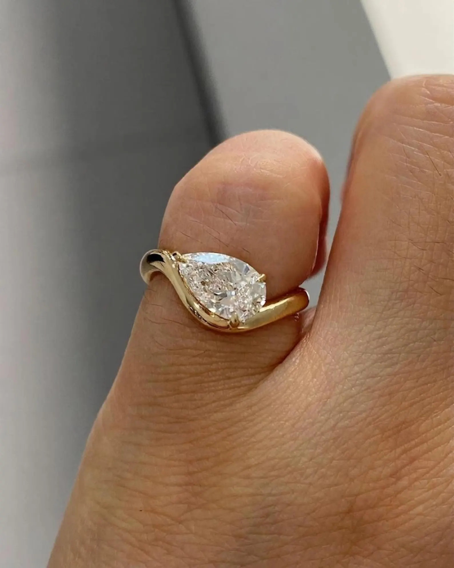 1 Carat Pear Cut Lab Diamond Pinky Ring | 3 Prong Solitaire | Teardrop Shape Lab Grown Diamond Ri... | Etsy (Global)