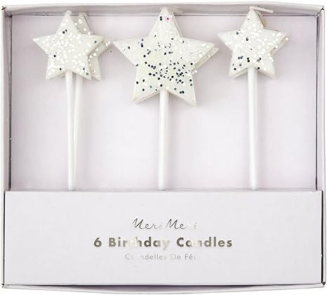 Meri Meri Silver Glitter Star Candles | Amazon (US)